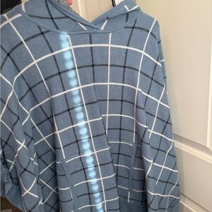 Blue Plaid pancho Hoodie (no sleeves)